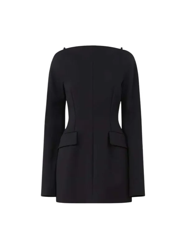 Short, Fitted Cady Dress - Black
