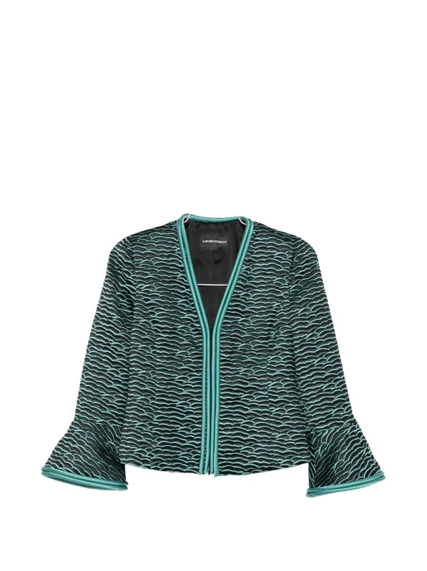 Textured Ruffled-Sleeve Jacket