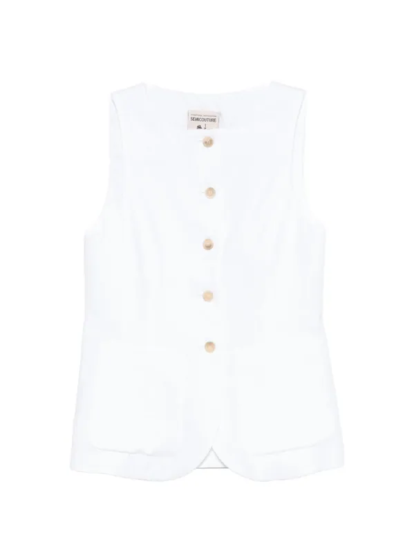 Glenna Linen Vest - Semicouture