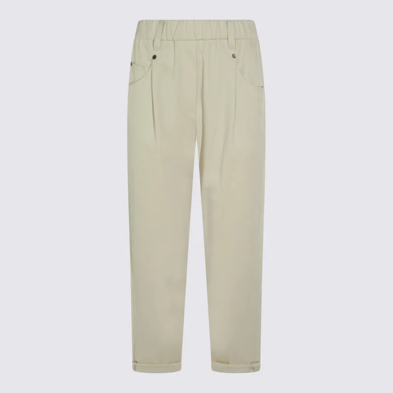 Trousers Latte D'Avena - Brunello Cucinelli