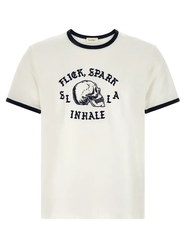Flick, Spark, Inhale Ringer T-Shirt White/Black