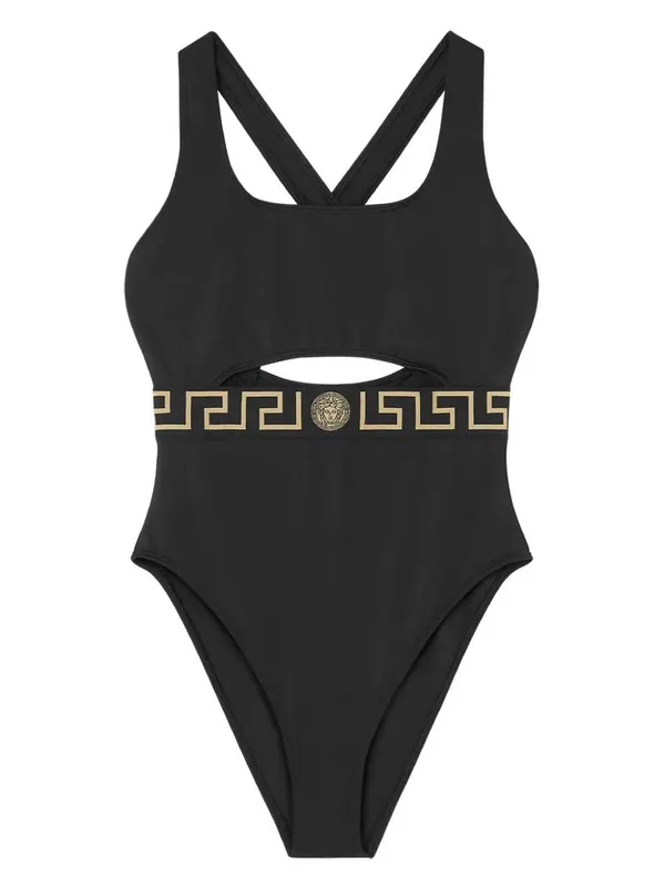 One-Piece Swimsuit With Greca Border
