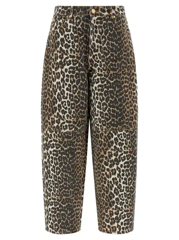 Leopard Printed Stary Jeans Brown - Ganni