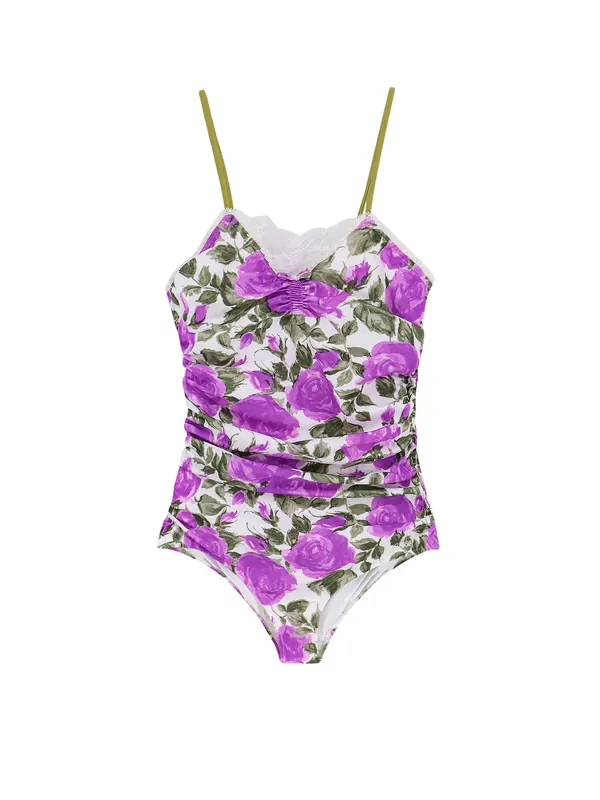 One-Piece Swimsuit With Floral Pattern