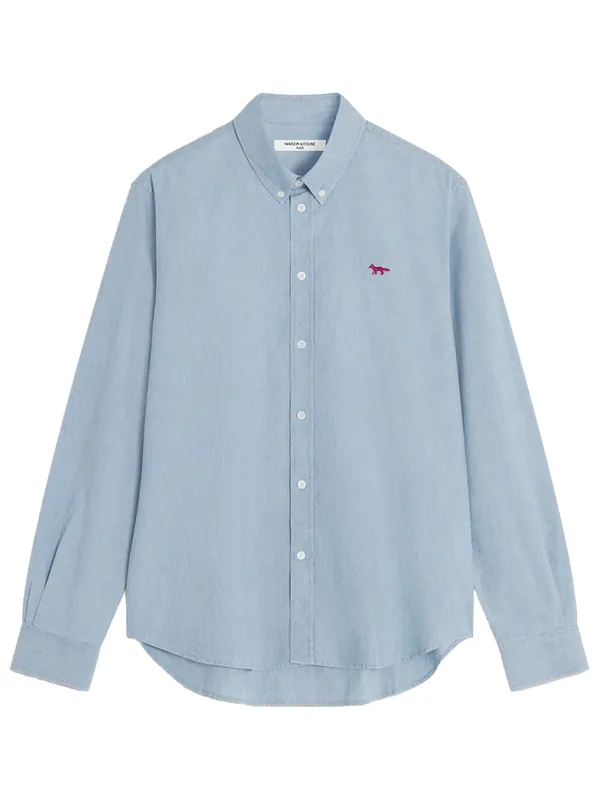 Profile Fox Regular Fit Chambray Shirt - Maison Kitsuné