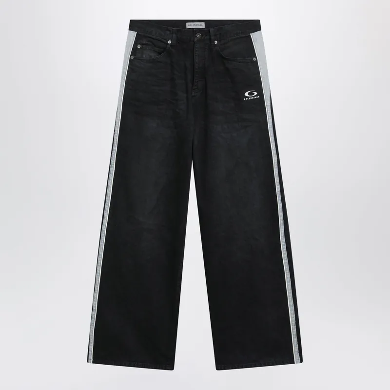 Denim Trousers With Dark Brown And Black Trims - Balenciaga