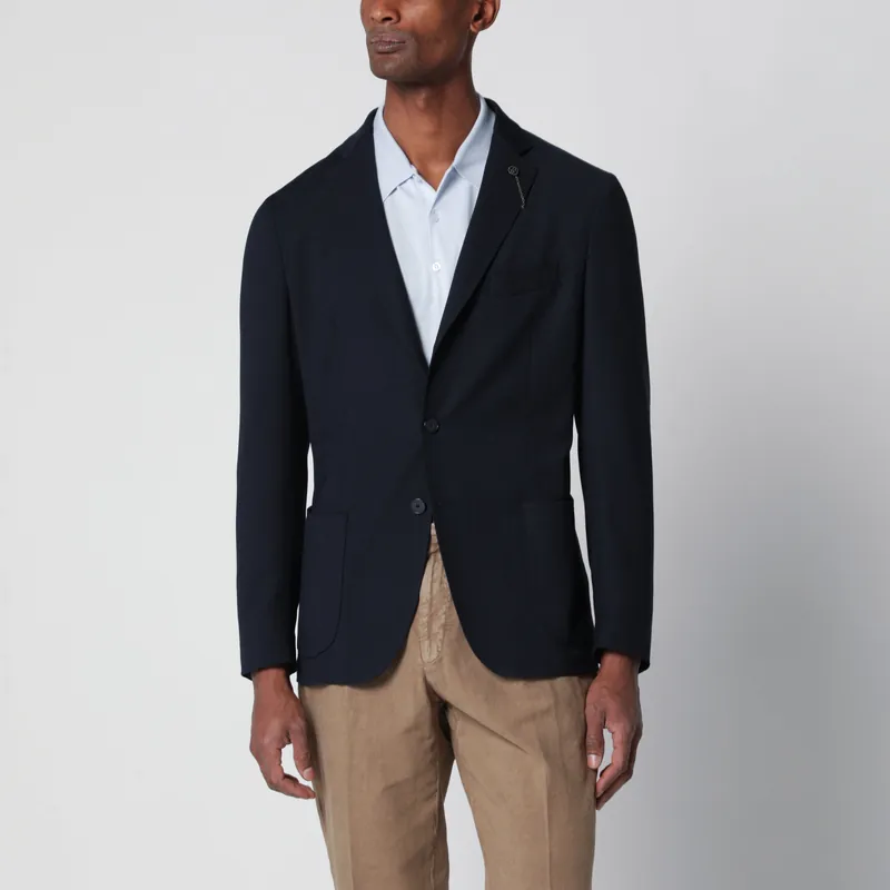 Black Single-Breasted Wool-Blend Jacket