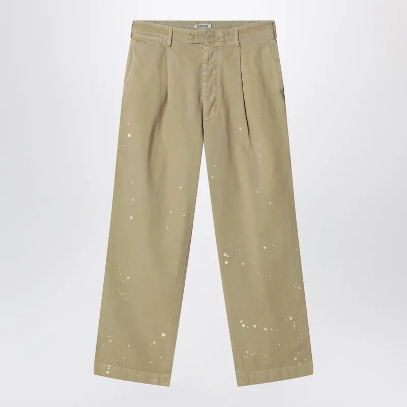 Beige Finx Cotton Chino Trousers - Auralee