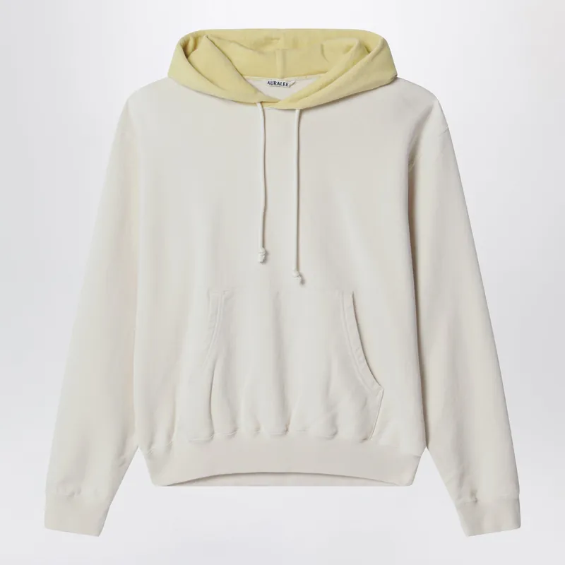 White/Light Yellow Cotton Sweatshirt - Auralee