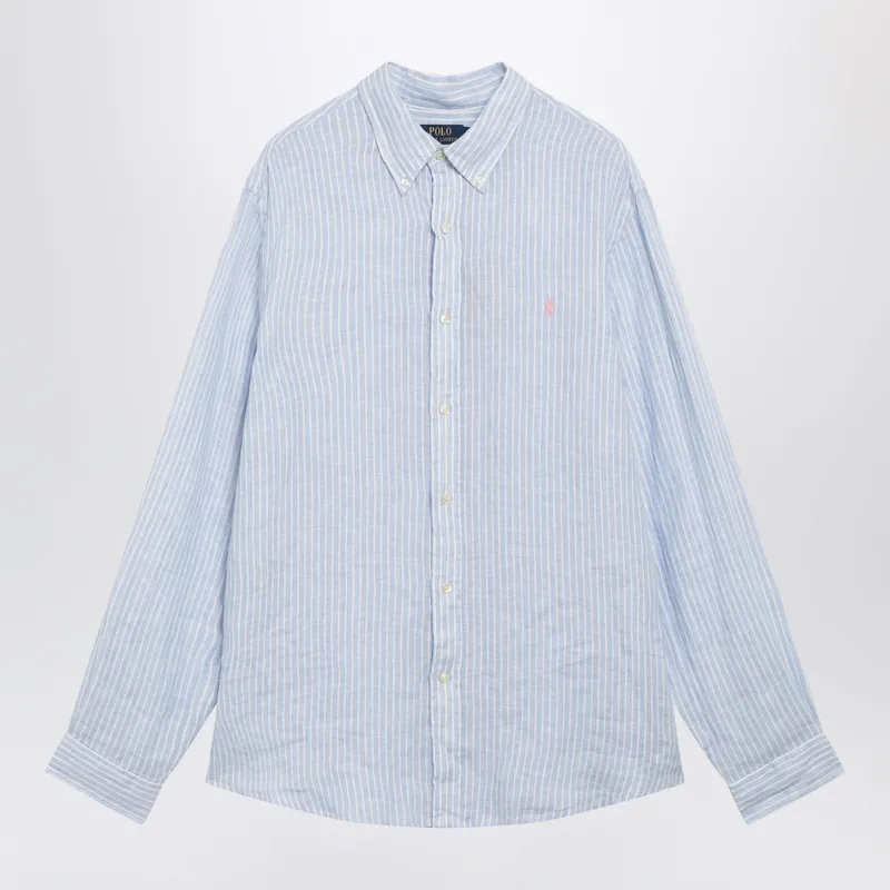 Light Blue/White Striped Linen Shirt - Polo Ralph Lauren
