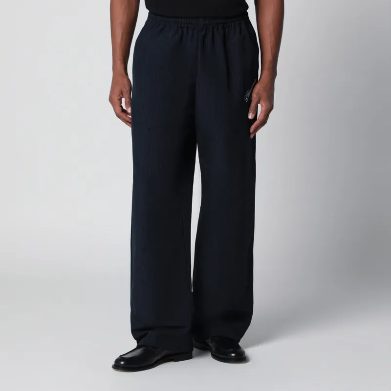 Pinstripe Jogging Trousers With Logo Embroidery - Willy Chavarria