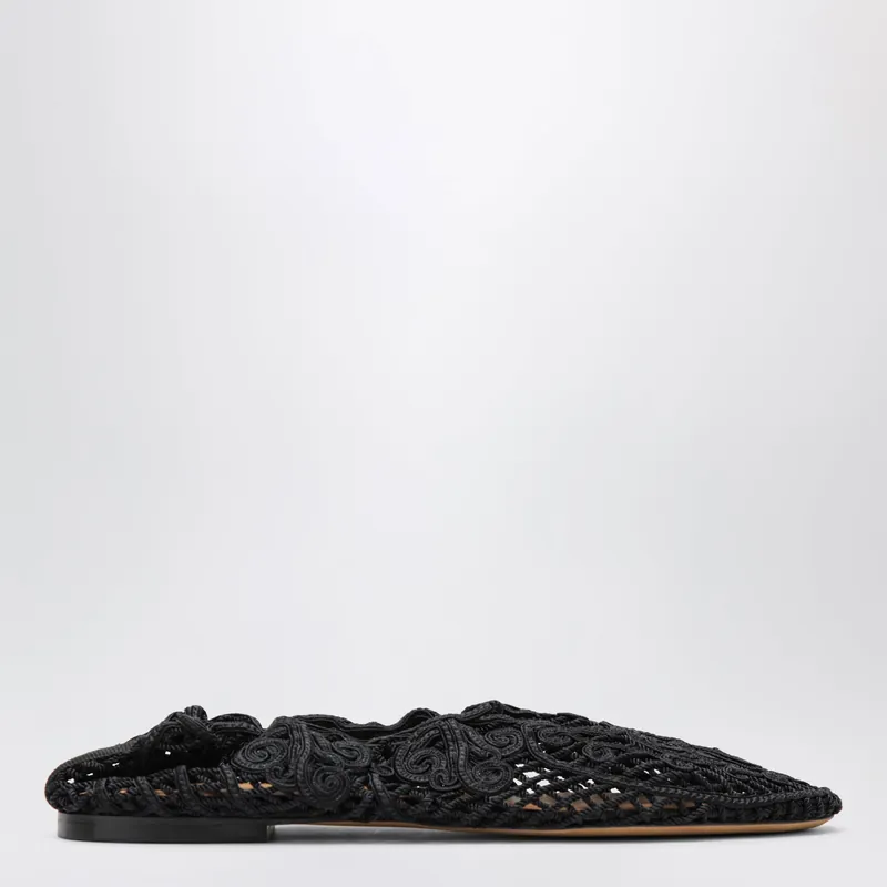 Black Iris Crochet Ballerina Flats - Odissi
