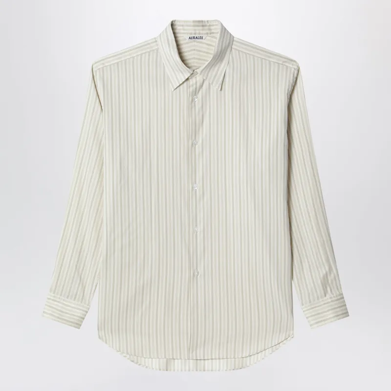 Ivory Striped Cotton And Silk Shirt - Auralee