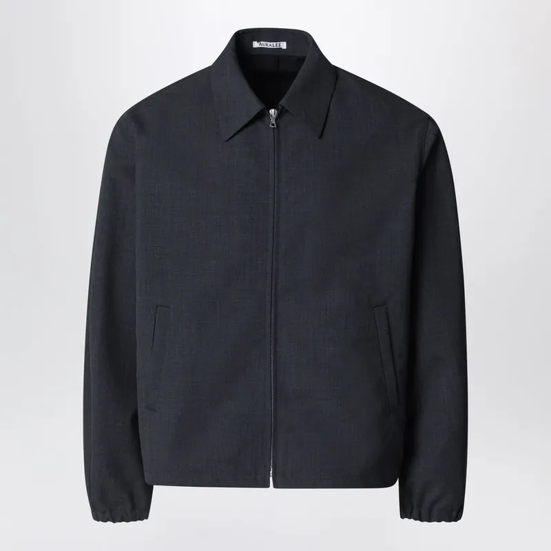 Anthracite Grey Wool Zip-Up Blouson