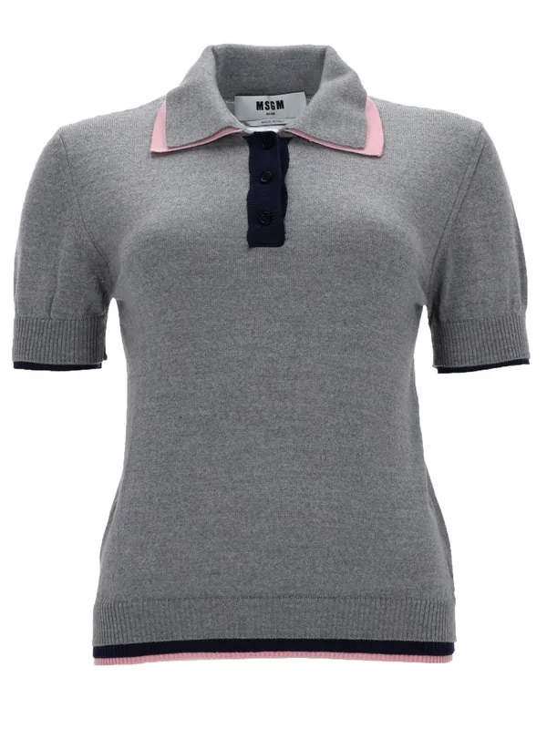 Polo In Lana Con Doppio Bordo - MSGM