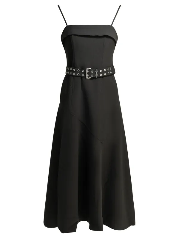 Long Flared Dress Dresses Black - Ganni