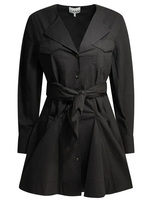 Short Chemise Dress Dresses Black - Ganni