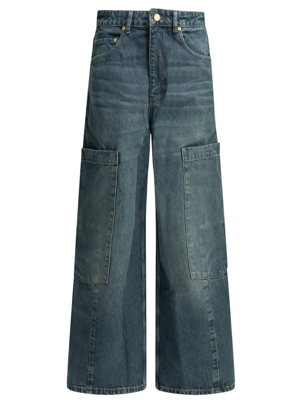 Baggy Cargo Jeans Blue - Ganni