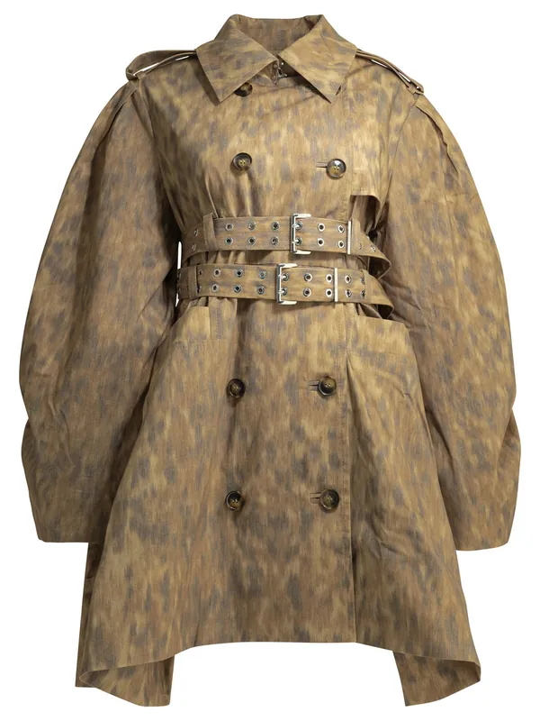 Animal Print Trench Coat Jackets And Coats Beige - Ganni