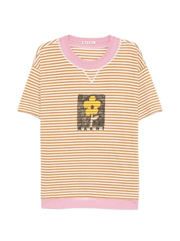Striped T-Shirt With Floral Print