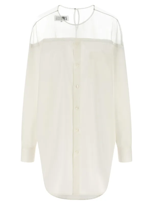 Tulle Insert Shirt Shirt And Blouse White - MM6 Maison Margiela