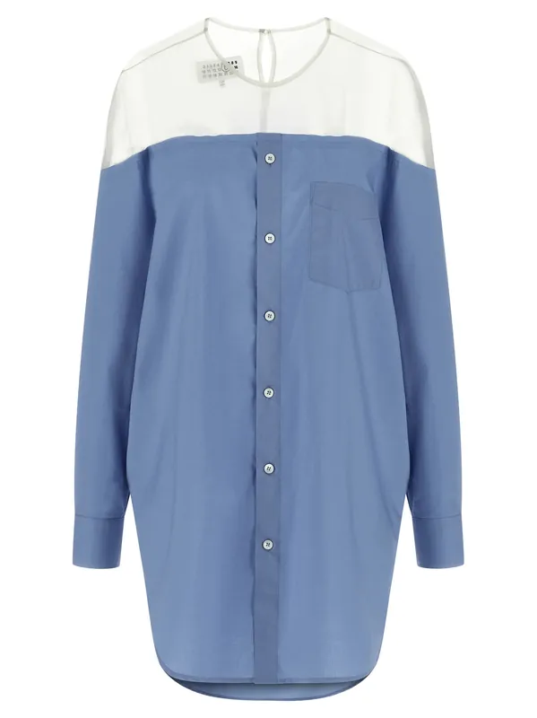 Tulle Insert Shirt Shirt And Blouse Light Blue - MM6 Maison Margiela