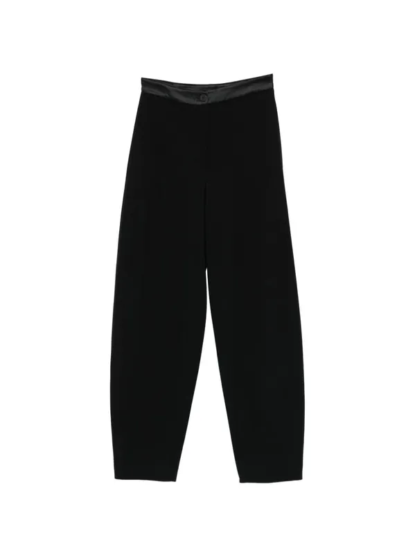 Satin-Trim Tapered Trousers