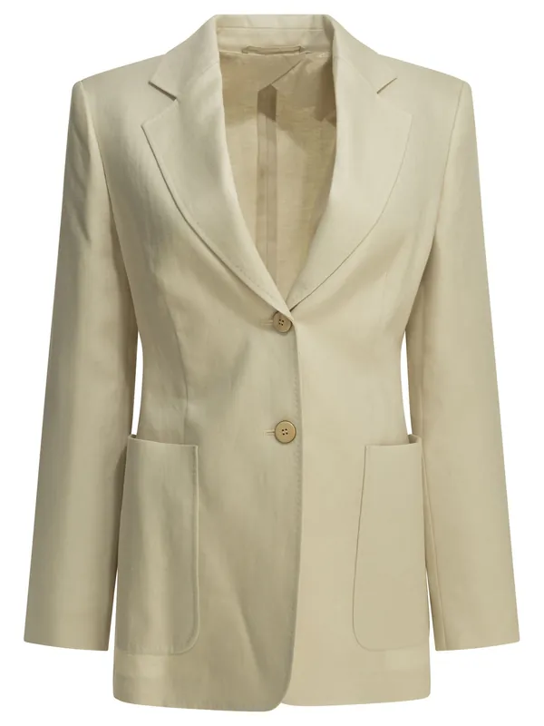 Pure Linen Blazer Jackets And Coats Beige - Max Mara