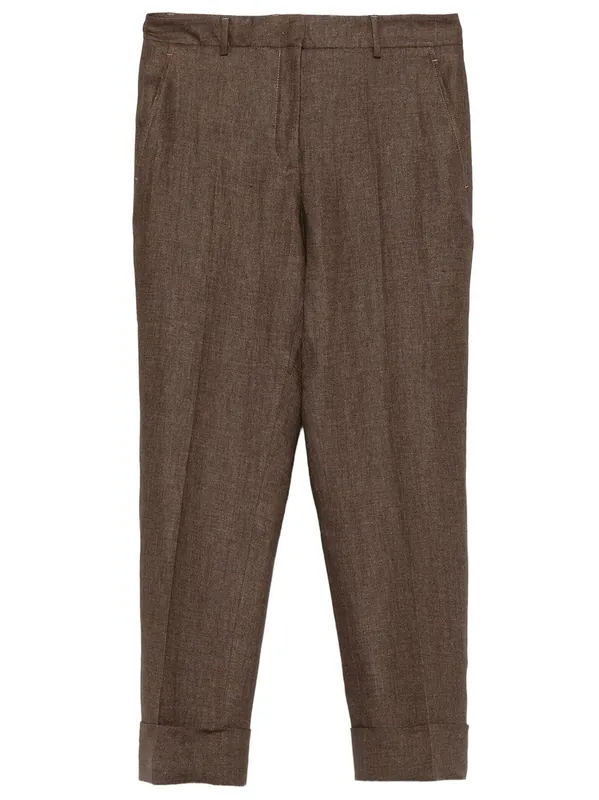 Regular Fit Linen Trousers - Incotex Red