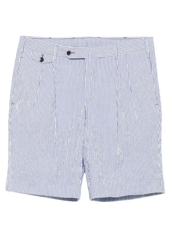 Striped Seersucker Cotton Shorts - Pantaloni Torino