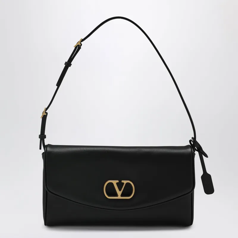 Devain V Logo Leather Clutch Shoulder Bag In Black - Valentino Garavani