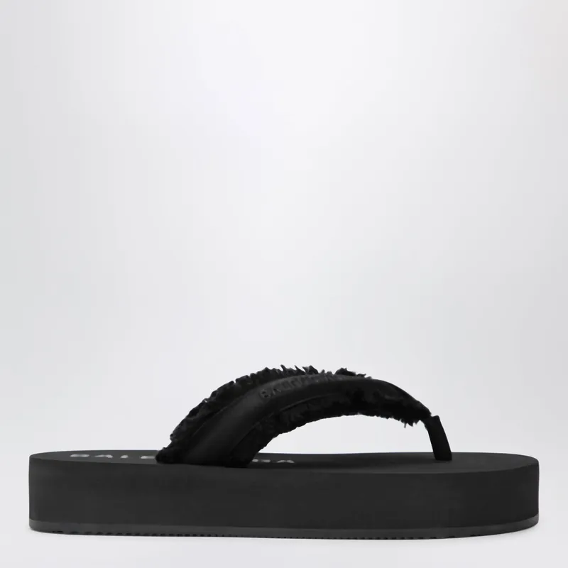 Jet Lag Thong Sandals In Black Satin - Balenciaga