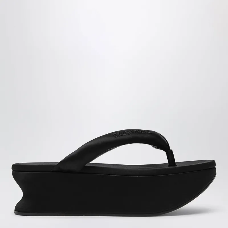 Gaeta Thong Sandals In Satin, Black - Balenciaga