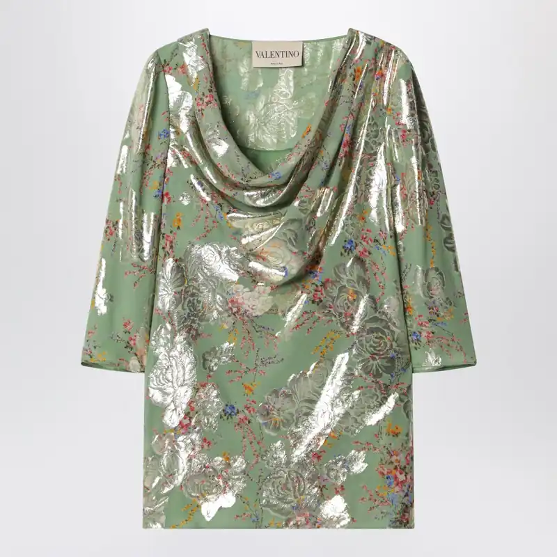 Green Printed Lurex Shirt - Valentino Garavani