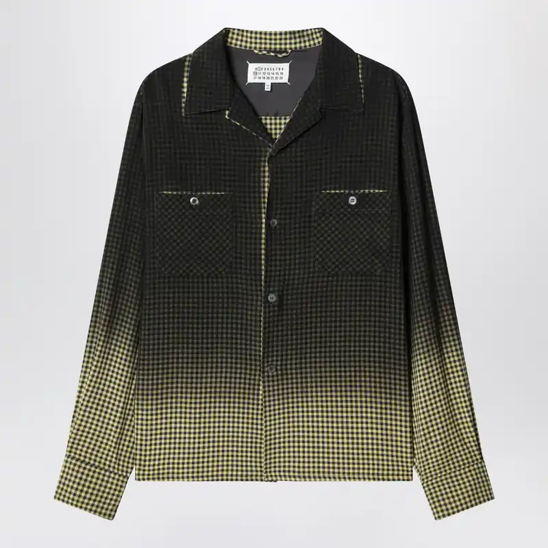 Gradient Check Viscose Shirt In Yellow And Black - Maison Margiela