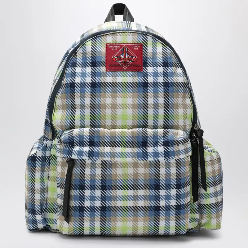 Medium Backpack With George Check Pattern And Logo - Vivienne Westwood