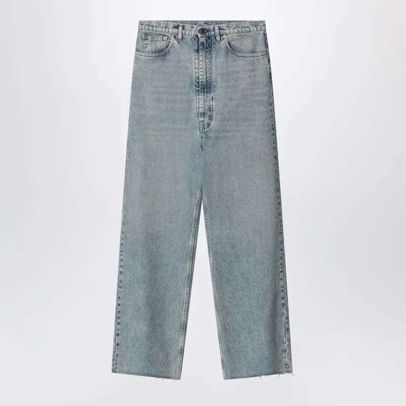 Wide-Leg Jeans In Cotton In Ice Blue