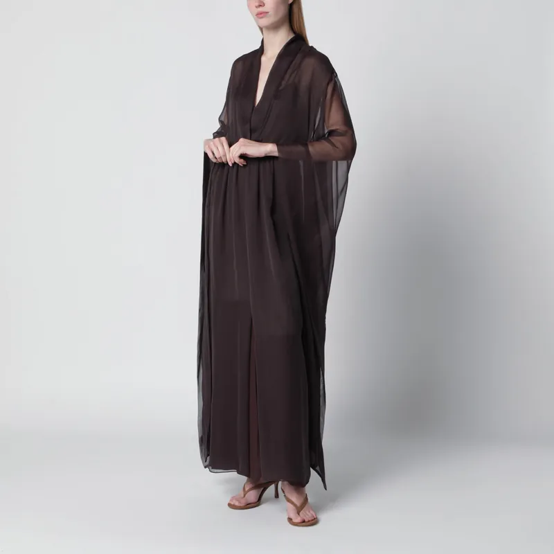 Long Brown Silk Dress - Alberta Ferretti