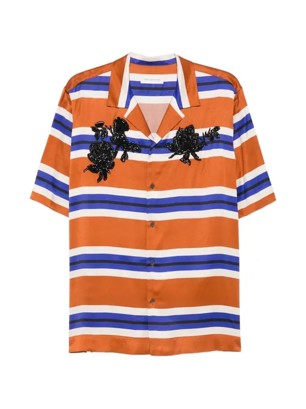 Striped Shirt Decorated With Beads - Dries Van Noten