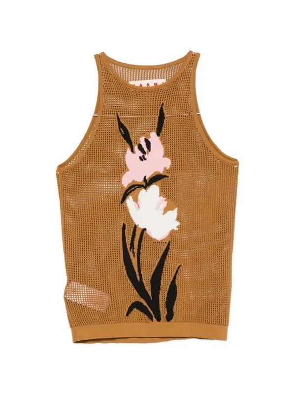 Mesh Top With Floral Inlays - Marni