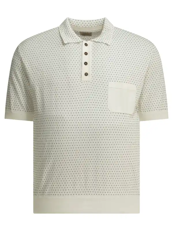 Textured Knit Polo Shirt Buttons Polo Shirts White - Rakkì