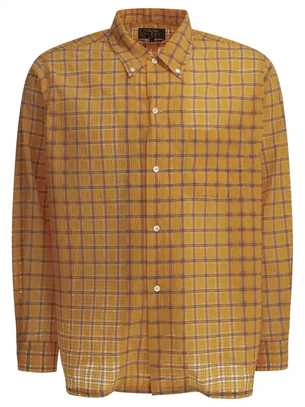 Open Bd Nylon Airy Plaid Shirts Orange - Beams Plus