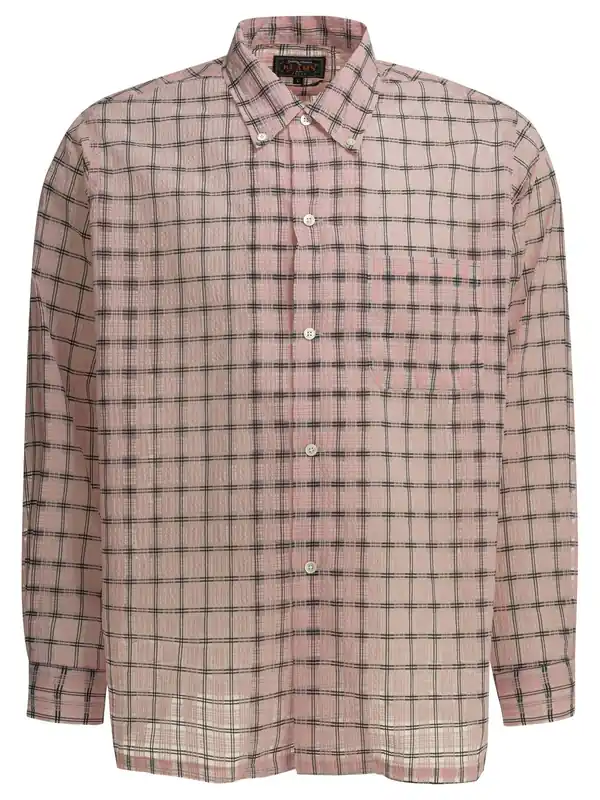 Open Bd Nylon Airy Plaid Shirts Pink - Beams Plus
