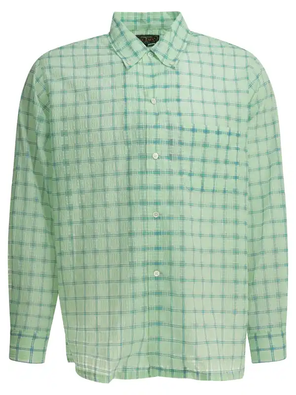 Open Bd Nylon Airy Plaid Shirts Green - Beams Plus
