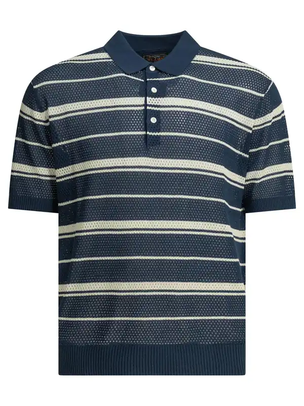 Striped Button-Down Polo Shirt Polo Shirts Blue