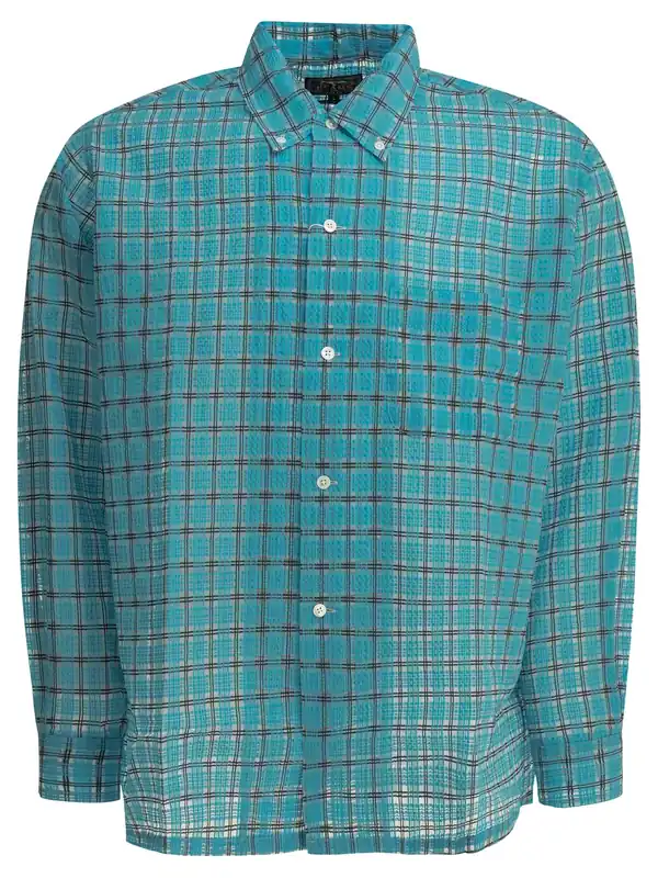 Open Bd Nylon Airy Plaid Shirts Light Blue - Beams Plus