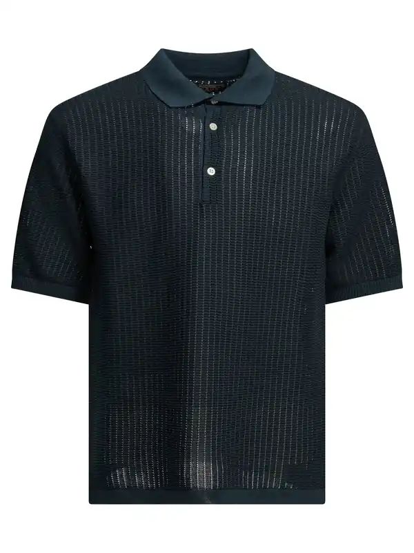 Polo Shirt With Buttons Made Of Washi Yarn Polo Shirts Blue - Beams Plus