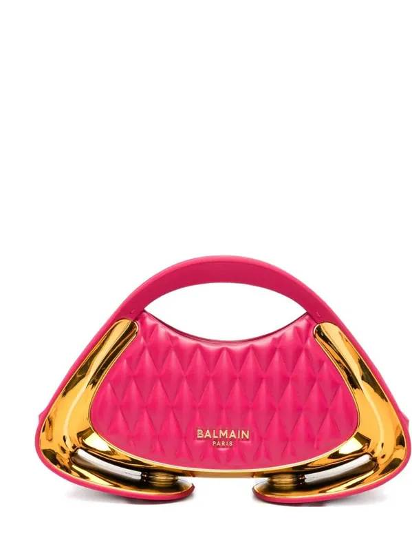 Quilted Clutch With Metallic Trim - Balmain