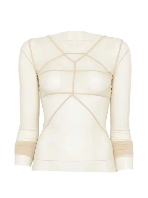 Long-Sleeved Top With Sheer Panels At The Temples