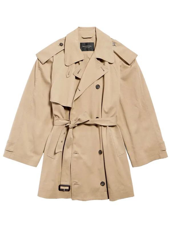 Women`S Cropped Light Trench In Explorer Beige - Balenciaga